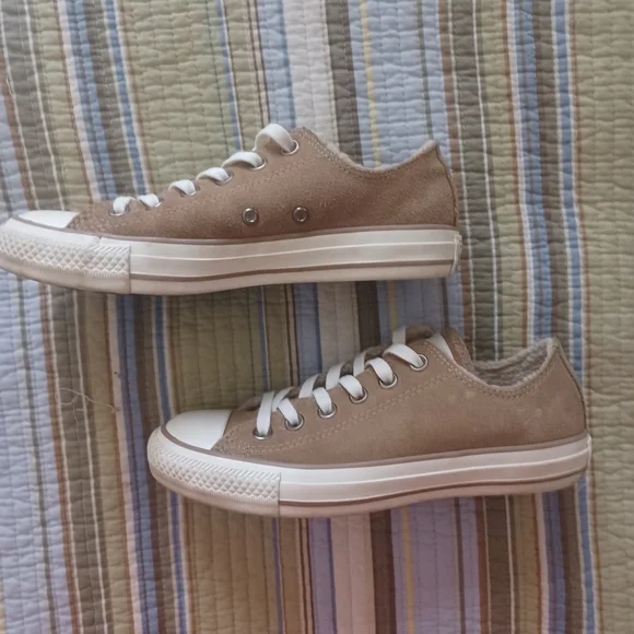 Converse Tan Suede Sneakers with Cream Accents - Picture 2 of 5
